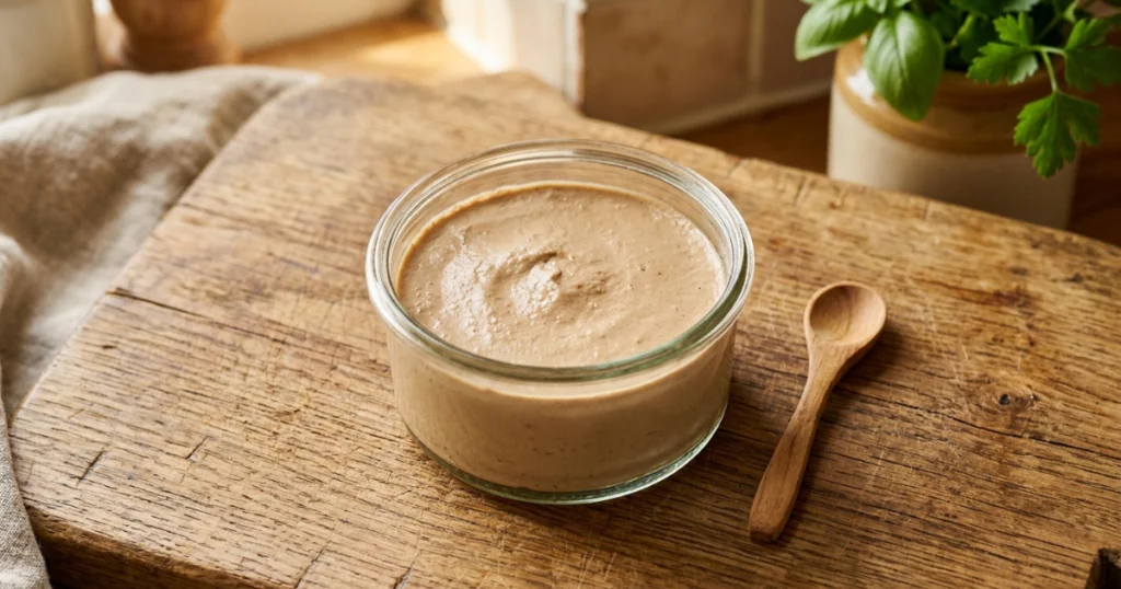 Homemade chicken liver pâté cat food in a glass ramekin