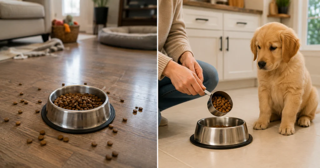 free feeding vs scheduled meals puppy feeding comparison
