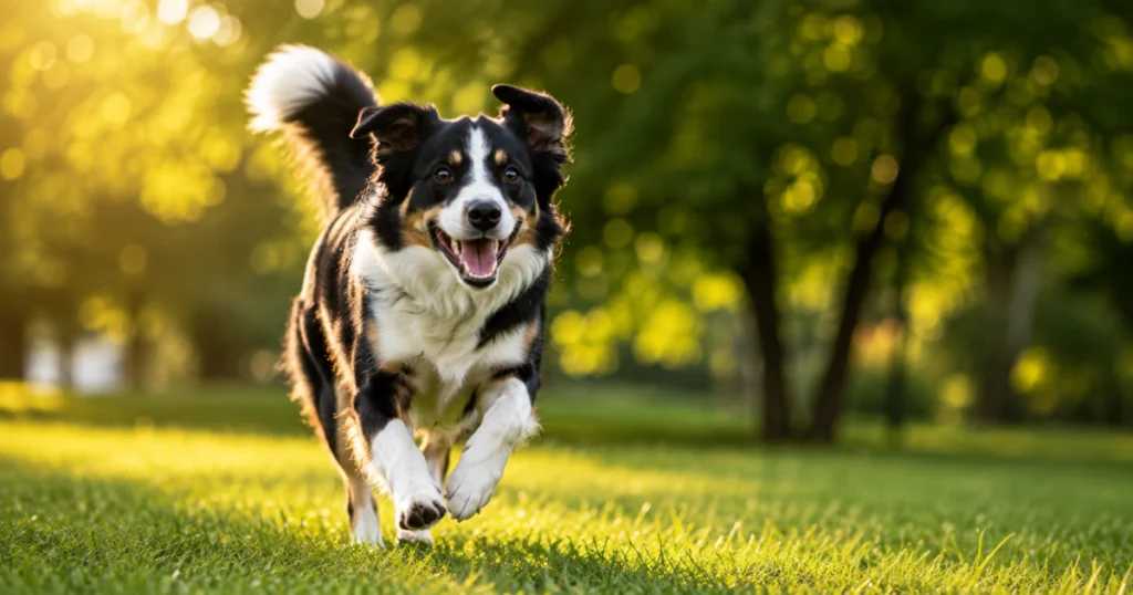 healthy dog after food allergy treatment thriving outdoors