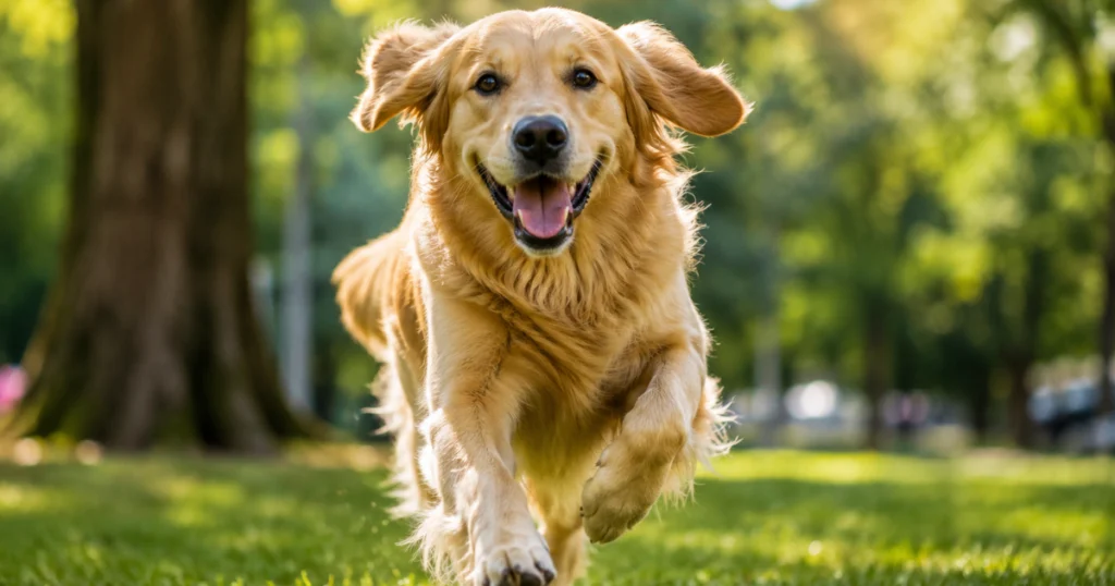 healthy well fed dog outdoors