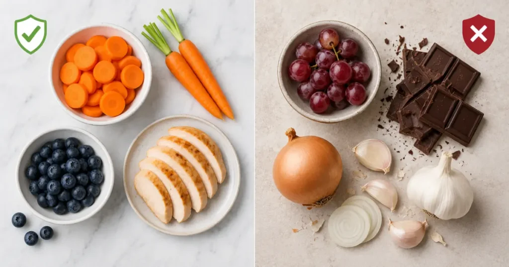 human foods dogs can and cannot eat safe vs toxic